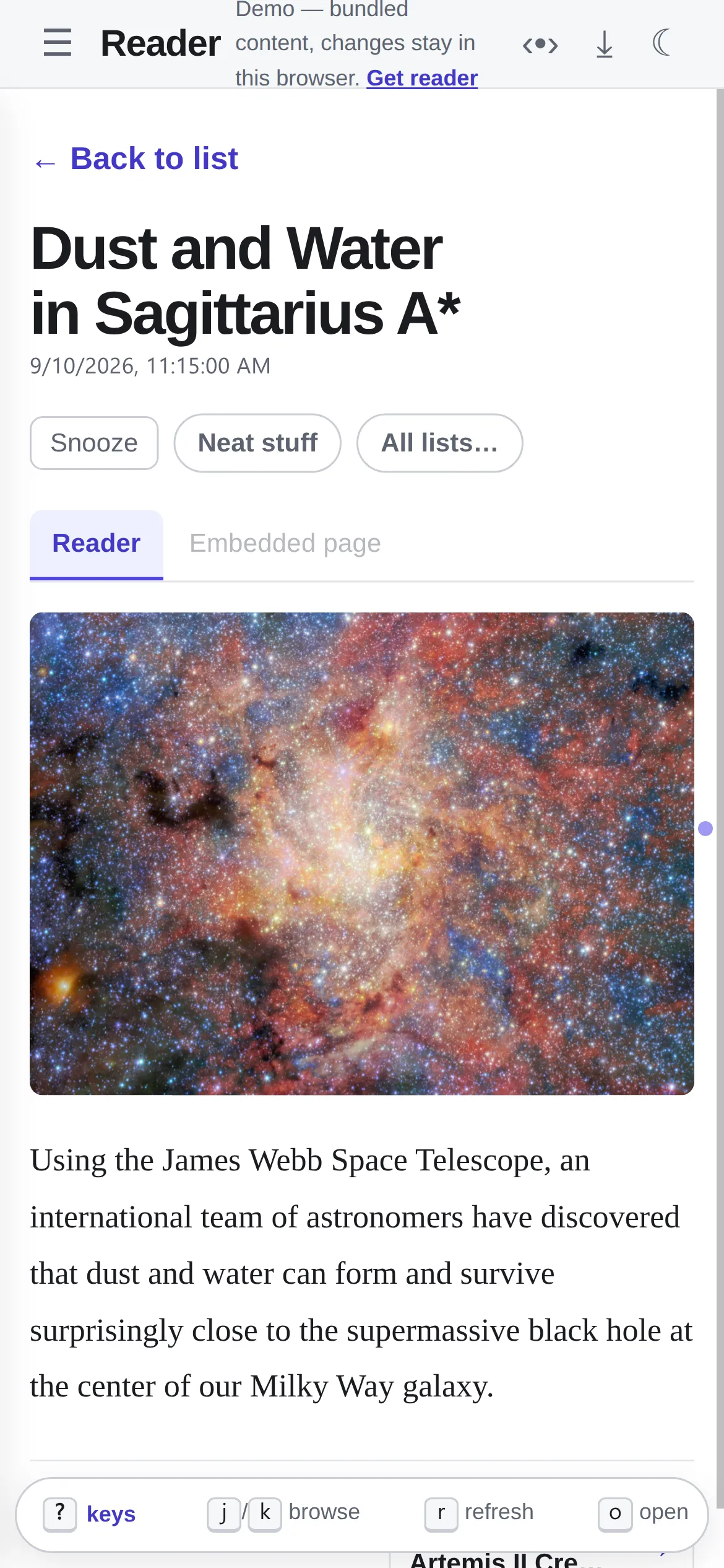 Reading an article on a phone